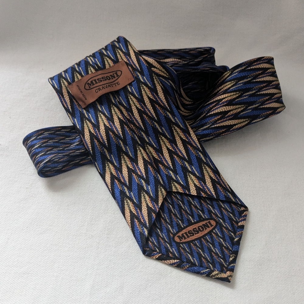 Missoni Cravatte Statement Zigzag Design Blue + M… - image 6